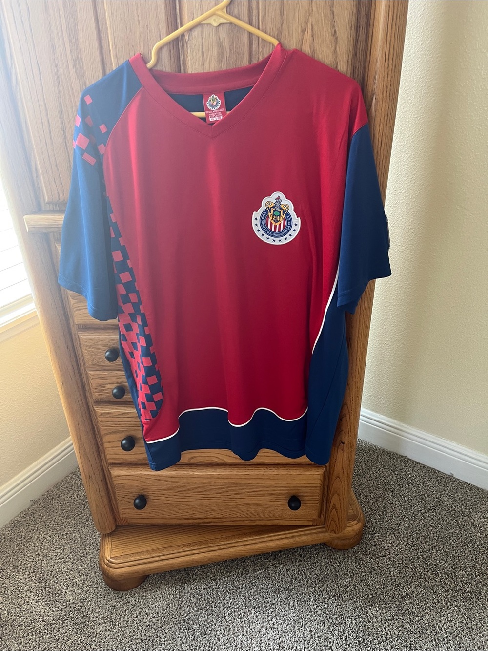 Chivas Men’s Red & Navy Short-Sleeve Soccer Jersey - Official Team Crest